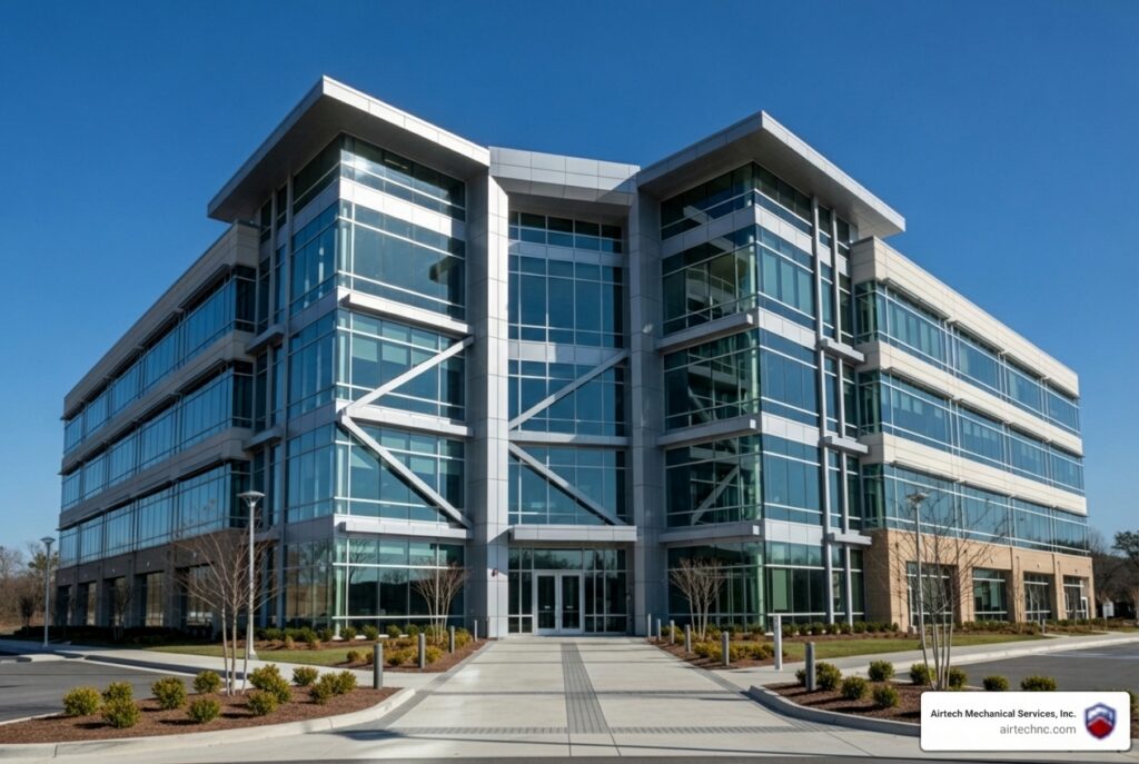 "Find a commercial heating contractor for my office building in New Bern."